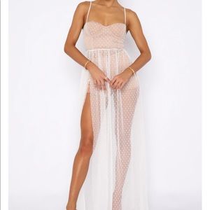 White Fox Boutique Totally Bangin’ Mesh Maxi Dress White XS